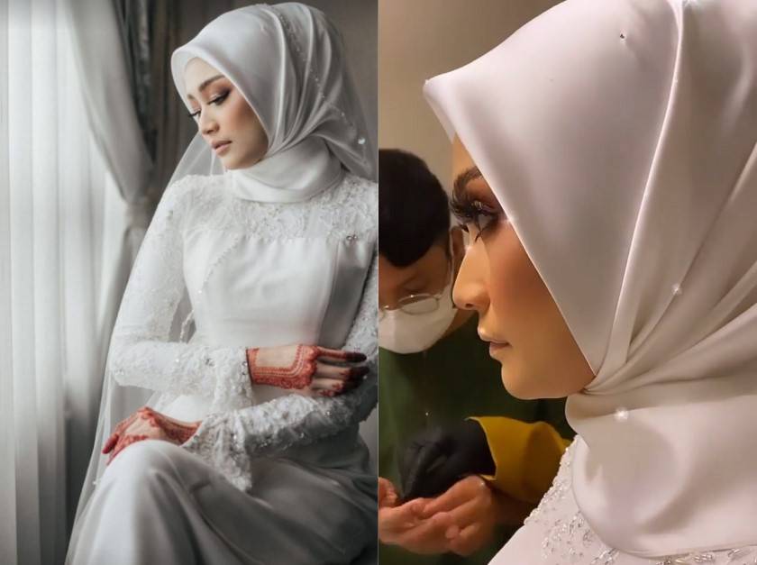 “Dia Pakai Tudung Sendiri!” Netizen Terpikat Lihat Busana Kahwin Ayda Jebat